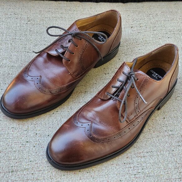 Nunn Bush Men Shoes Sherwood Comfort GEL Oxfords Dress Brown Shoe 9M - Picture 1 of 13